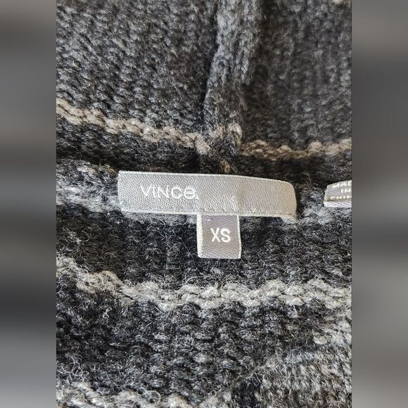 Vince Sophie women's gray striped wool yak alpaca hoodie blanket Cardigan Sz XS - Picture 5 of 9